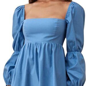 Elegant Long Sleeve Blue Dress